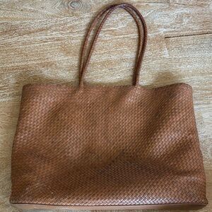 Quince Italian Leather Woven Tote